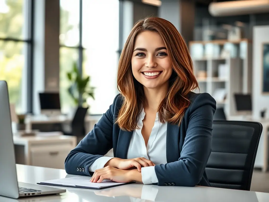 A professional image of Erin Haskell reviewing administrative documents and ensuring compliance with dental office regulations.